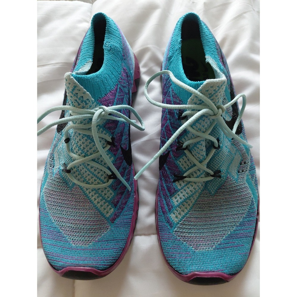 Nike Women's Free 3.0 Flyknit Running Shoe Blue Black Purple 718420-401 Size 8